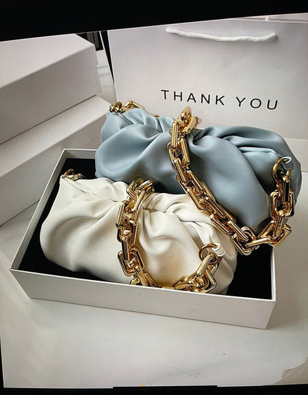 Gold chain shoulder bags