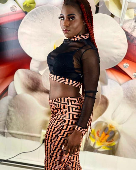 High neck  high waist party two pice